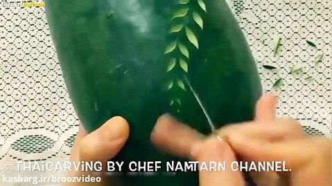 آموزش حکاکی - روی هندوانه به شکل گل