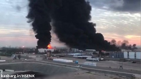 آتش سوزی گسترده در یک پالایشگاه نفت در شهر اربیل عراق