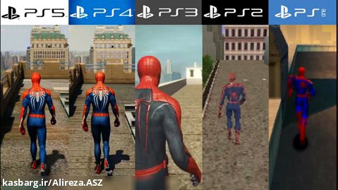 پیشرفت گرافیکی بازی spider man از کنسول ps1 تا ps5