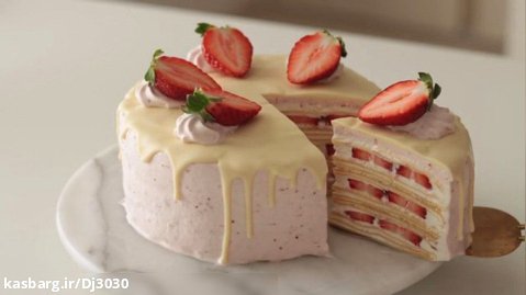 طرز تهیه کیک کرپ توت فرنگی - طرز تهیه شیرینی پزی