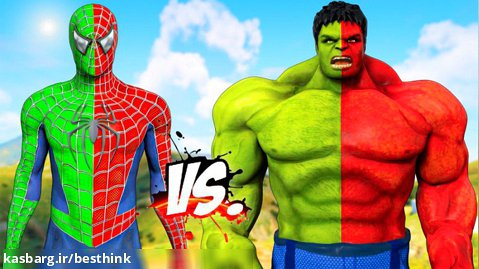 نبرد مرد عنکبوتی 4 رنگ با هالک سبز قرمز ، نبرد ابر قهرمانان در بازی جی تی ای