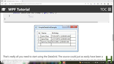 کنترل Datagrid در WPF