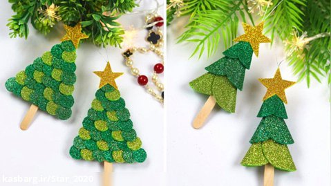 2 ایده برای تزئین درخت کریسمس | کاردستی درخت کریسمس