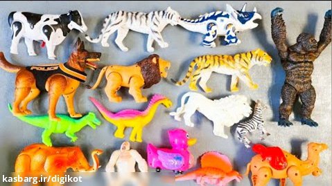 بازی با عروسک حیوانات - شیر، سگ، میمون، دایناسور، ببر، گاو، شتر، فیل