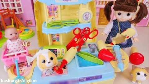 عروسک بازی دخترانه/عروسک کوچولو از حیوانات مراقبت می کند