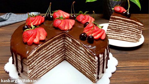 طرز تهیه کیک شکلاتی با دیزاین میوه ای :: کیک آرایی درخانه