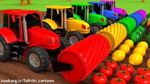 کارتون زیبای ماشین ها - ماشین های رنگی با میوه ها