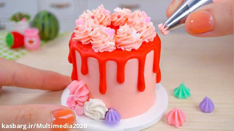 آشپزی مینیاتوری _ تزیین کیک تولد مینیاتوری زیبا