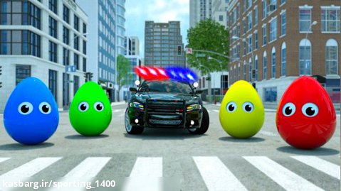 کارتون ماشین پلیس و رنگ آمیزی ماشین ها با تخم مرغ شانسی 1