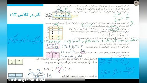 حل کاردر کلاس صفحه ۱۱۳ ریاضی پایه ششم