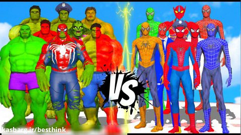 نبرد ابرقهرمانان ، نبرد تیم هالک رنگی با تیم مرد عنکبوتی رنگی ، مرد عنکبوتی