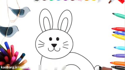 آموزش نقاشی کودکانه ،نقاشی خرگوش ساده به کودکان نوروز 1402