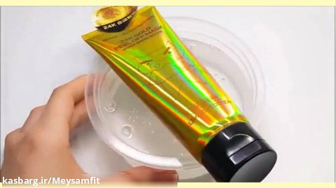 رنگ کردن اسلایم شفاف با رنگ متالیک طلایی/اسلایم فوق کیوت
