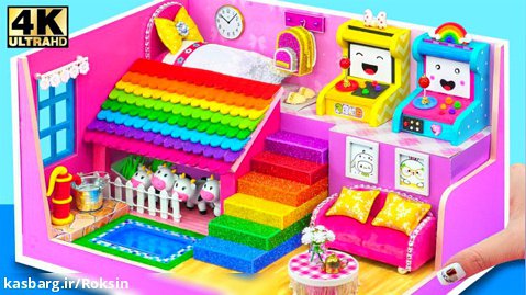 آموزش ساخت خانه زیبا و سرگرم کننده مقوایی :: اسباب بازی های کودکانه