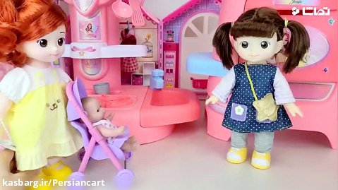 برنامه کودک عروسک و نی نی کوچولو : اسباب بازی دخترانه آشپزی و آشپزخانه بزرگ