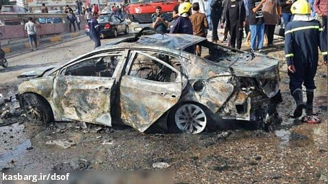 وضعیت خودرو بمب گذاری شده پس از انفجار در دمشق