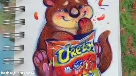 نقاشی خرس کیوت.ماژیک و مداد رنگی