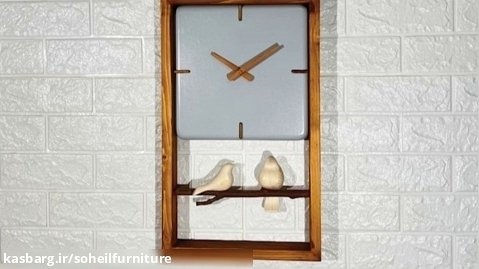 ساعت دیواری چوبی فانتزی پرنده دار مدل M30 سهیل
