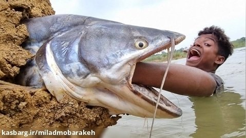ماهیگیری شگفت انگیز :: صید ماهی بزرگ زیرزمینی مثل هیولا