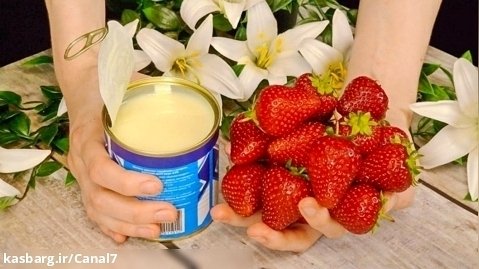 آموزش دسر خوشمزه شیر و توت فرنگی مناسب روزای داغ تابستان