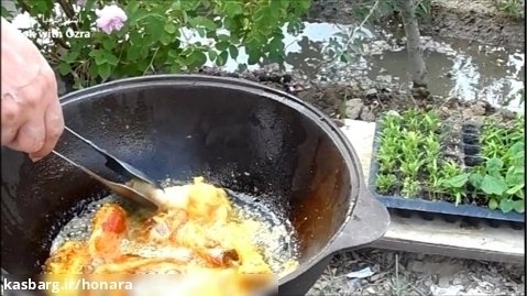 مرغ سوخاری با طعم و مزه ای عالی و سیب زمینی سرخ شده فلفلی