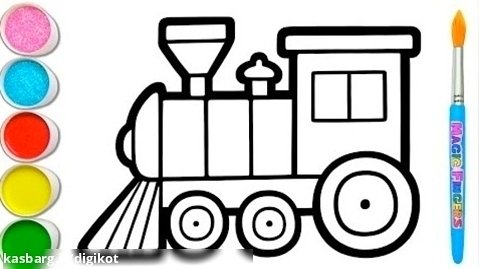 آموزش نقاشی - طراحی و رنگ آمسزی قطار برای کودکانه - هنر
