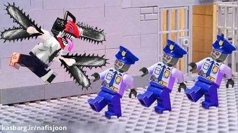 انیمیشن لگو | حمله مرد اره برقی به روبات پلیس