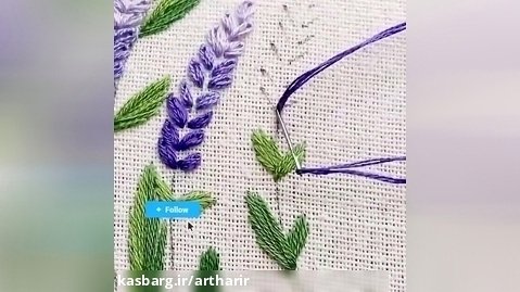 آموزش گلدوزی رایگان گلدوزی سنبل دوخت زنجیره تک قلاب embroidery آموزش دوخت