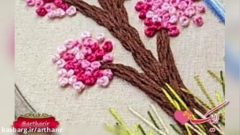 آموزش گلدوزی آموزش گره فرانسوی دوخت گره فرانسوی embroidery گلدوزی درخت