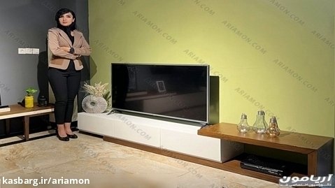 میز تلویزیون جدید دو تکه دو قسمتی طرح مدرن رنگ سفید و چوبی