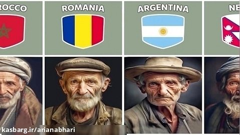 چهره های افراد مسن هر کشور